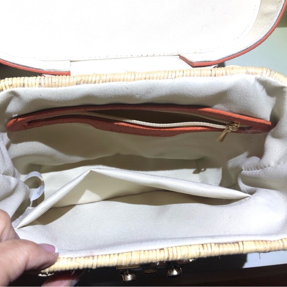 NWOT Tropical Orange & Straw Convertible Crossbody Bag - Picture 13 of 15